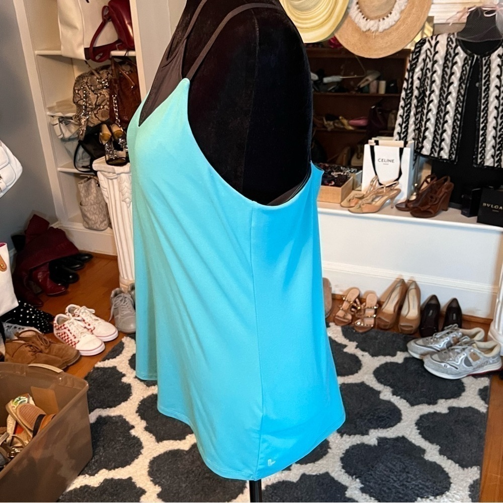 Demi Lovato By Fabletics Womens High Neck Mesh Work Out Top Strappy Back Teal - Picture 5 of 6